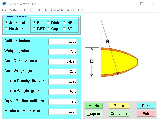 Corbin BC Calculator - Spitzer Bullets